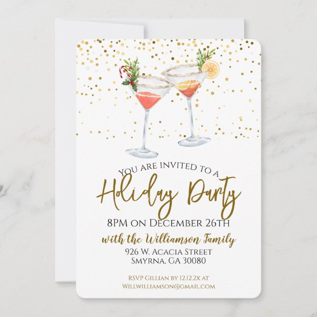 Invitation Cocktail festif de Noël (Devant)