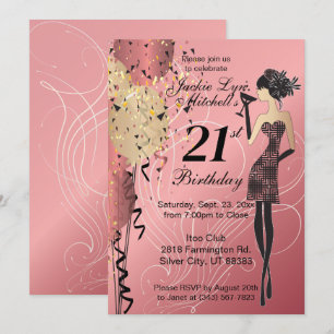 Invitation Cocktail Fille Anniversaire - Rose Gold