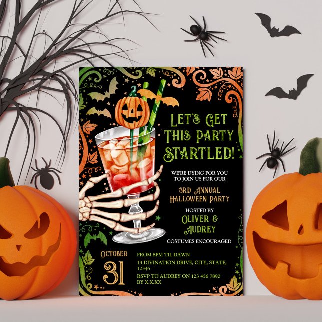 Invitation Cocktail Halloween annuel & Costumes Citrouille de (Annual Halloween Cocktail & Costumes Party Pumpkin Invitation)
