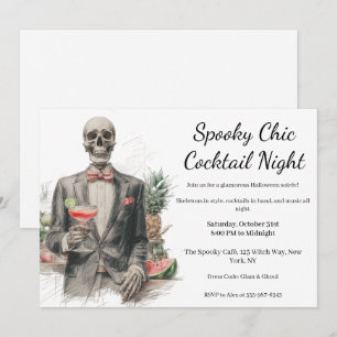 Invitation Cocktail Halloween   Nuit éffrayant chic