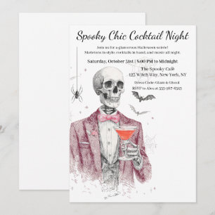 Invitation Cocktail Halloween   Nuit éffrayant chic