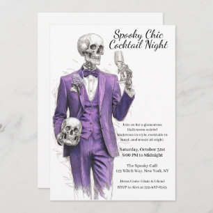 Invitation Cocktail Halloween   Nuit éffrayant chic