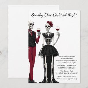 Invitation Cocktail Halloween   Nuit éffrayant chic