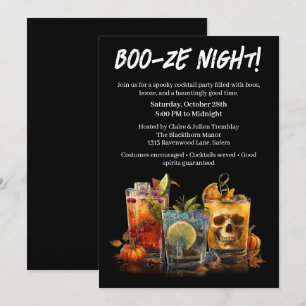 Invitation Cocktail Halloween   Soirée Boo-ze
