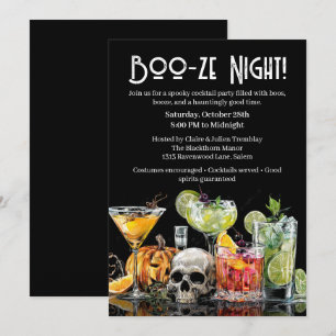 Invitation Cocktail Halloween   Soirée Boo-ze