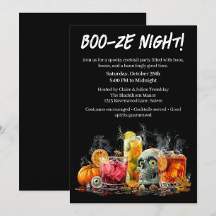 Invitation Cocktail Halloween   Soirée Boo-ze