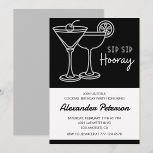 Invitation Cocktail Hommes Noir et Blanc 58e anniversaire