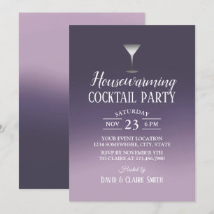 Invitation Cocktail House Party Élégant violet Ombre