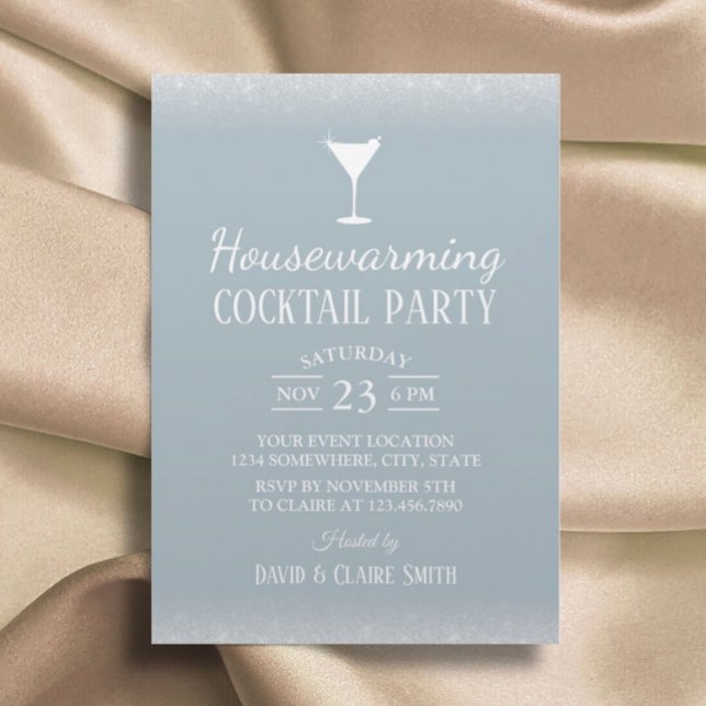 Invitation Cocktail maison Fête moderne Dusty Blue (Créateur téléchargé)