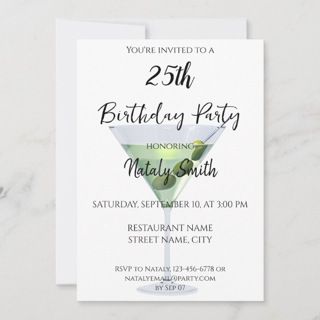 Invitation Cocktail martini coloré (Devant)