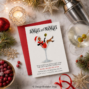 Invitation Cocktail Martini de fêtes Jingle et Mingle
