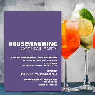 Invitation Cocktail minimaliste violet chaud domestique