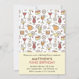 Invitation Cocktail Motif Retro Champagne 92e anniversaire