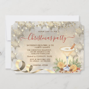 Invitation Cocktail Orange Gold Snowflakes Company