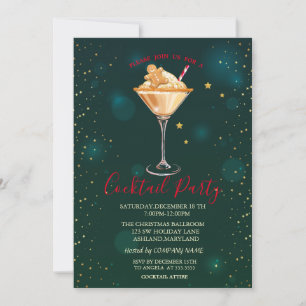 Invitation Cocktail pain d'épices biscuit Étoiles Noël