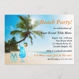 Invitation Cocktail Palm Tree Beach Party