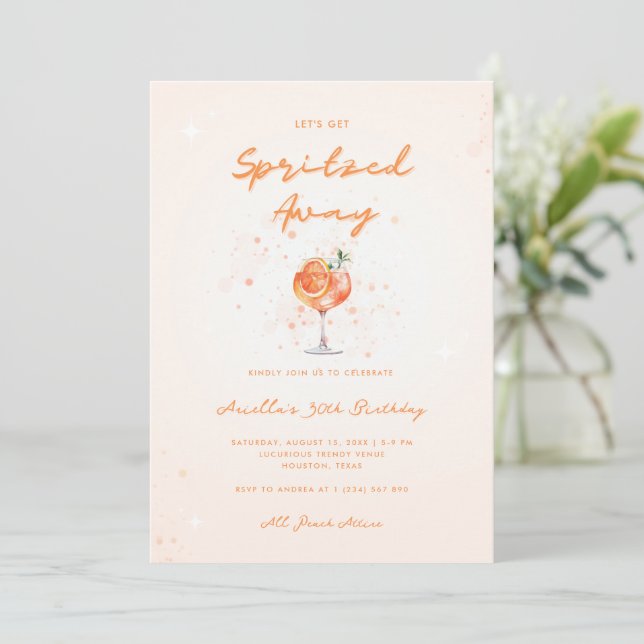 Invitation Cocktail Peachy Spritzed Away 30th Birthday Party (Debout devant)