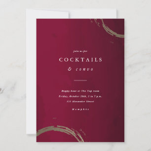 Invitation Cocktail Red and Gold Holiday