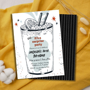 Invitation Cocktail retro boisson à thème 70ème anniversaire 