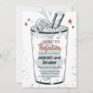 Invitation Cocktail retro boisson à thème simple 40e annivers
