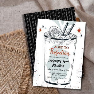 Invitation Cocktail retro boisson à thème simple 70e annivers