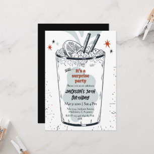 Invitation Cocktail retro boisson thème 30ème anniversaire su