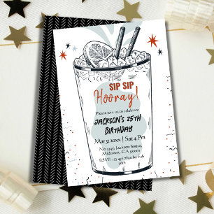 Invitation Cocktail retro boisson thème élégant 25e anniversa