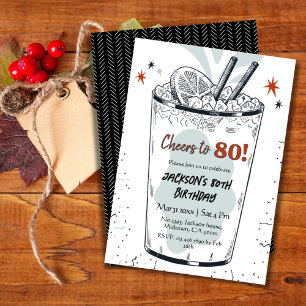 Invitation Cocktail retro boisson thème élégant 80e anniversa