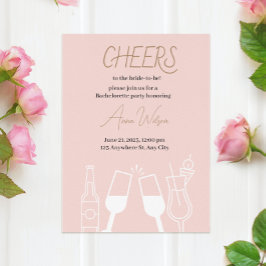 Invitation Cocktail rose Boissons Fête des mariées illustrée