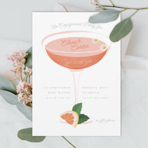 Invitation Cocktail rose de la partie d'engagement
