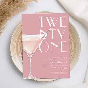 Invitation Cocktail rose moderne 21e anniversaire