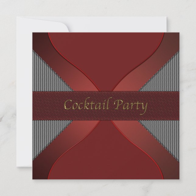 Invitation Cocktail rouge et noir élégant moderne Invitati (Devant)