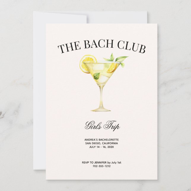 Invitation Cocktail Social Club Lemon Bach Itinéraire et (Devant)