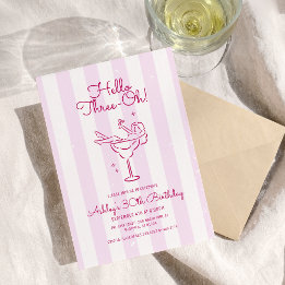 Invitation Cocktail Soft Pink Stripe Hand Drawn 30e anniversa