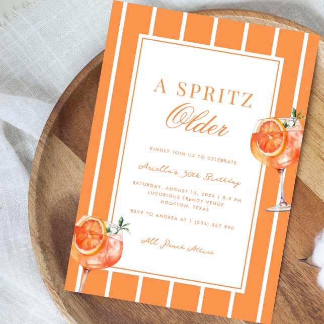 Invitation Cocktail Spritz Older Peach 30th Birthday Party (Créateur téléchargé)