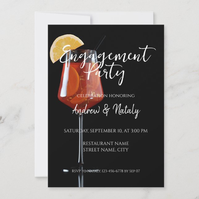 Invitation Cocktail Spritz sur fond noir (Devant)