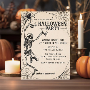 Invitation Cocktail squelette vintage Halloween pour adultes