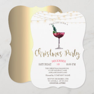 Invitation Cocktail, String Lights Gold Christmas Company