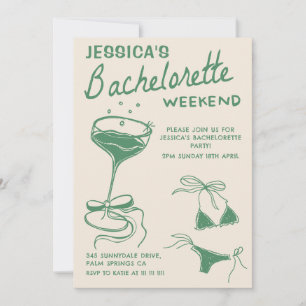 Invitation Cocktail vert Bachelorette Heekend Itinéraire