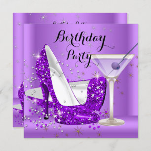 Invitation Cocktail violet Parties scintillant talons hauts A
