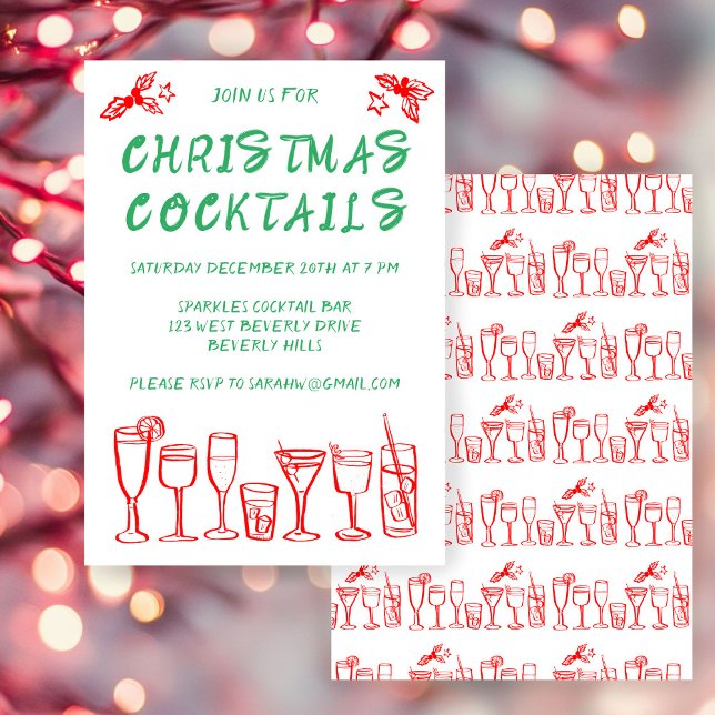 Invitation Cocktail Whimsical Boissons Fête de Vacances Perso (Whimsical Cocktail Drinks Custom Holiday Party Invitation
)