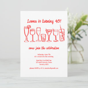 Invitation Cocktail Whimsical Boissons Personnalisé Anniversa