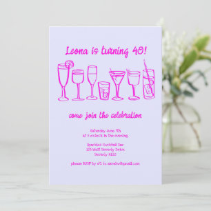 Invitation Cocktail Whimsical Boissons Personnalisé Anniversa