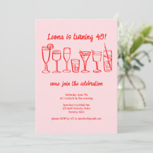 Invitation Cocktail Whimsical Boissons Personnalisé Anniversa