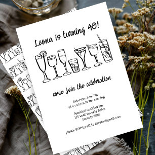 Invitation Cocktail Whimsical Boissons Personnalisé Anniversa