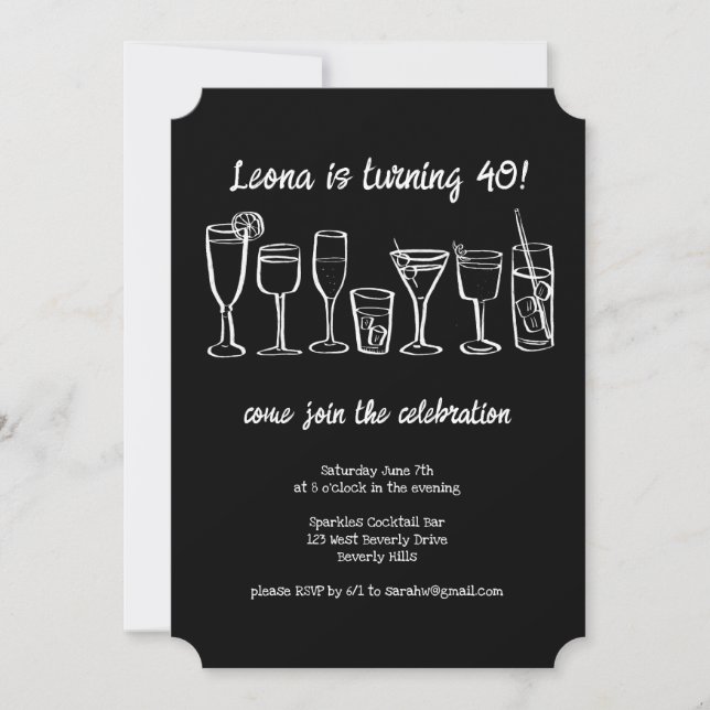 Invitation Cocktail Whimsical Boissons Personnalisé Anniversa (Devant)