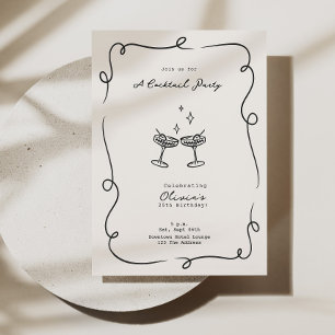 Invitation Cocktail Whimsical Minimaliste fête d'anniversaire