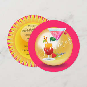 Invitation Cocktails adultes solarium piscine tropicale estiv