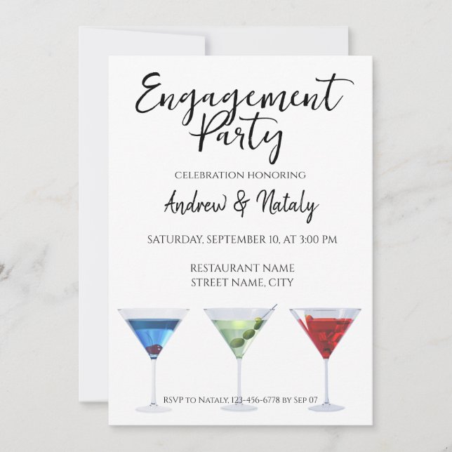 Invitation Cocktails amusants colorés (Devant)