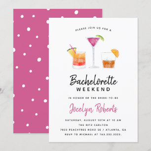 Invitation Cocktails Boissons Bachelorette Week-End Party